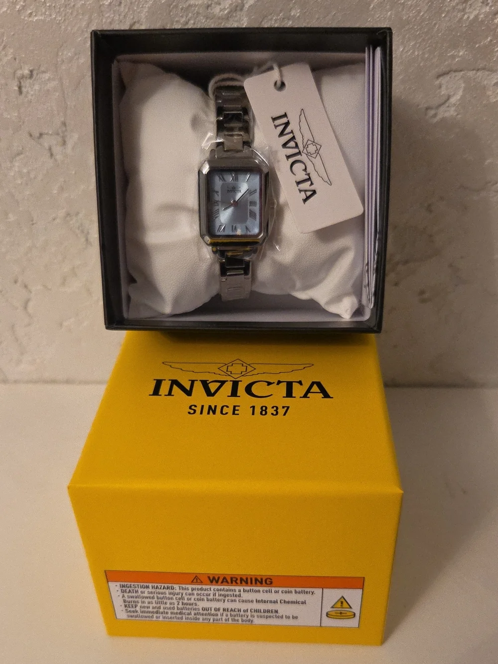 Invicta Silver and Gold Accent Square Dial Women's Bracelet Watch
